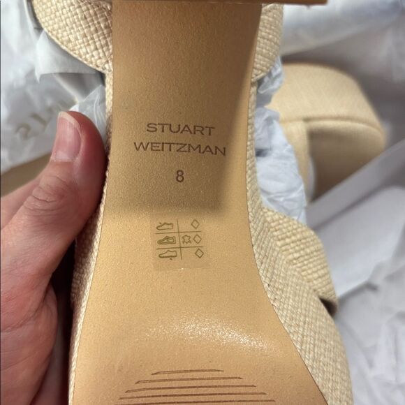 NEW Stuart Weitzman | Miami Platform Sandals Natural Evening Heels New Size 9 - Picture 8 of 11